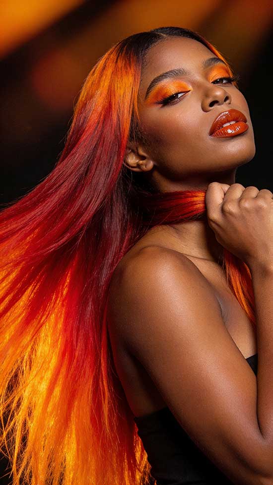 21 Bold Halloween Hair Color Ideas with Red, Burgundy, and Cherry Tones 15 Blood Orange to Red Ombre Halloween hair color ideas