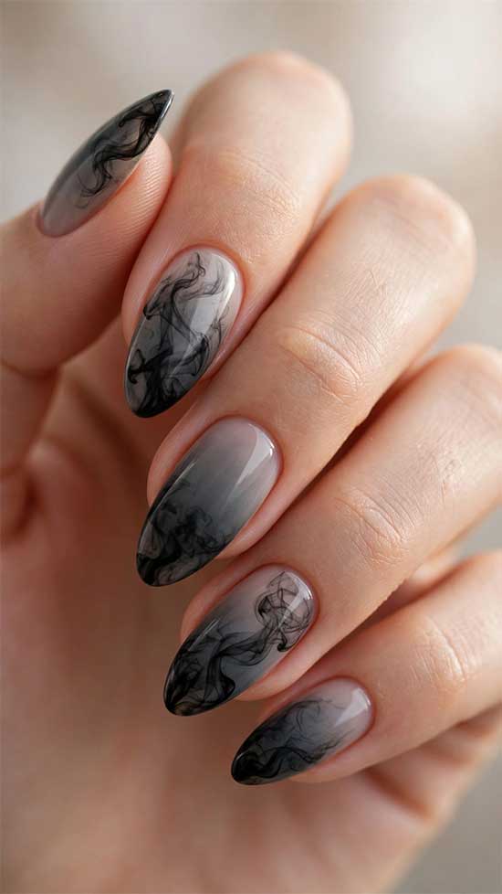 Charcoal Smoke Ombre Nails