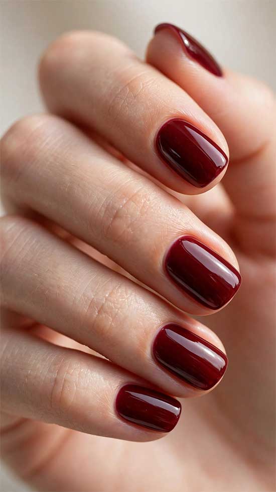 Deep Garnet Red Gothic Nails
