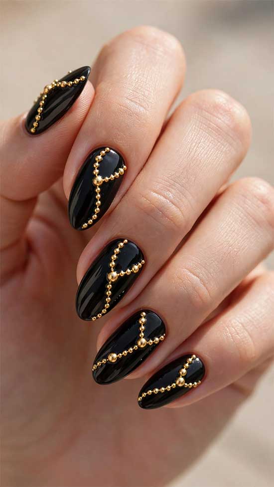 Gothic Rosary Bead Accent Nails