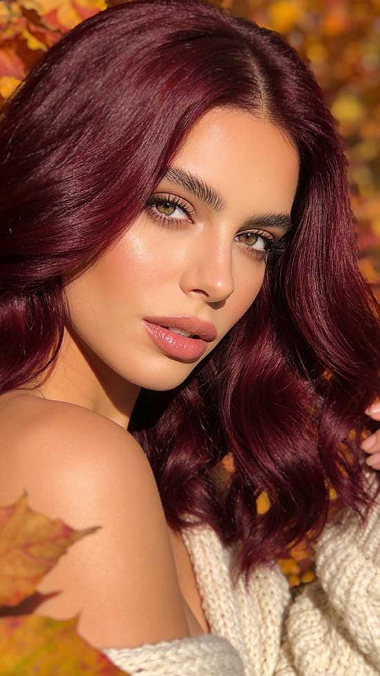 21 Bold Halloween Hair Color Ideas with Red, Burgundy, and Cherry Tones 13 Merlot Red Hair