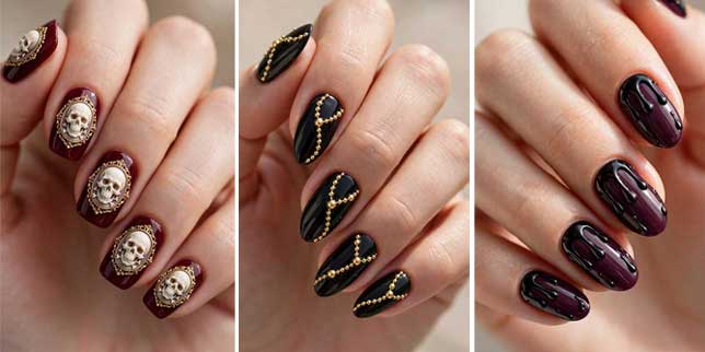gothic halloween nails