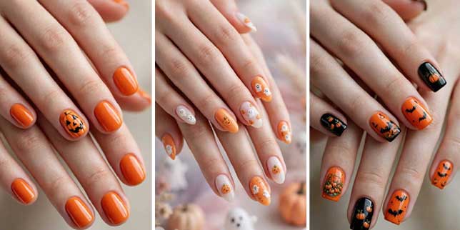 pumpkin Halloween nails