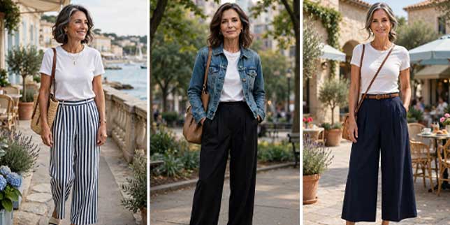 Wide Leg Pants Outfits for Women Over 50