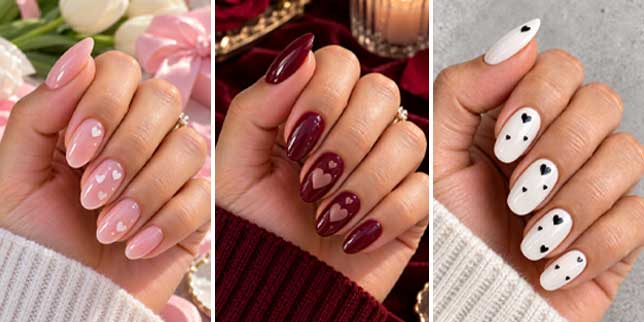 heart accent nails