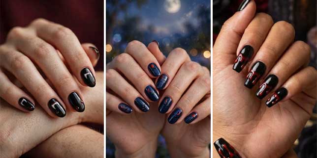 vampire Halloween nails